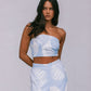 Walha Set - Ivory/Blue Fan Print