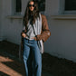 Yanni Oversized Blazer - Chocolate Brown Suede Look