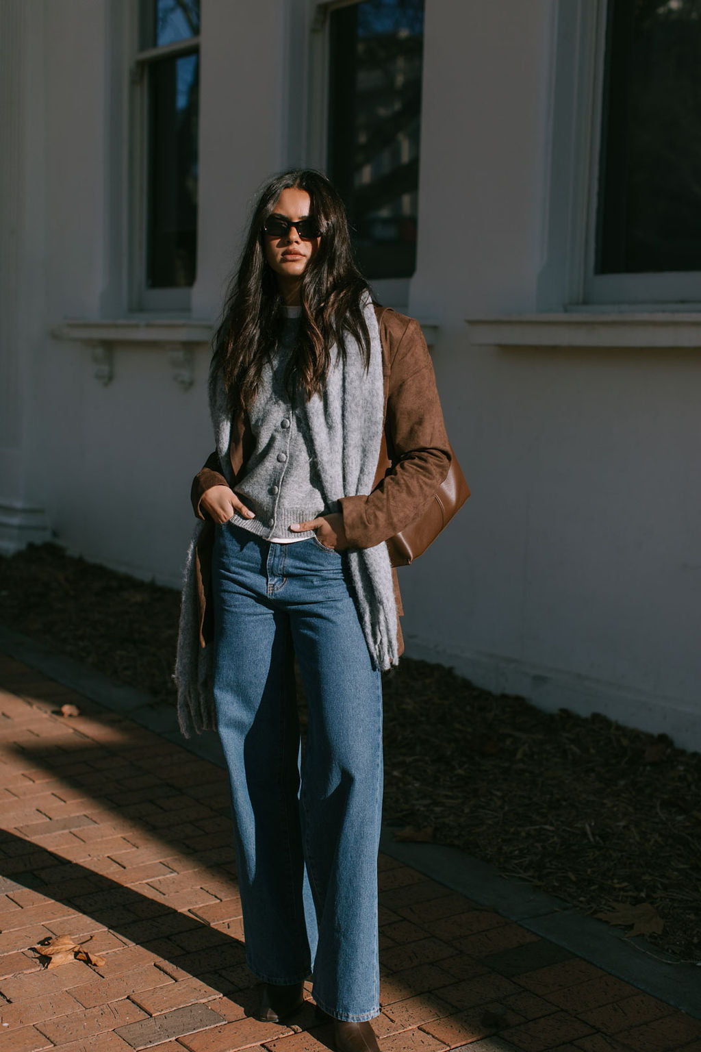 Yanni Oversized Blazer - Chocolate Brown Suede Look