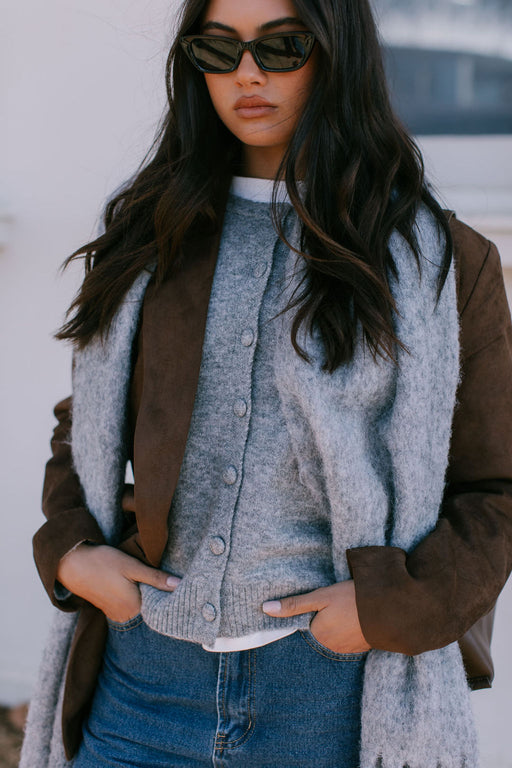 Vanessa Knit Cardigan - Grey Marle