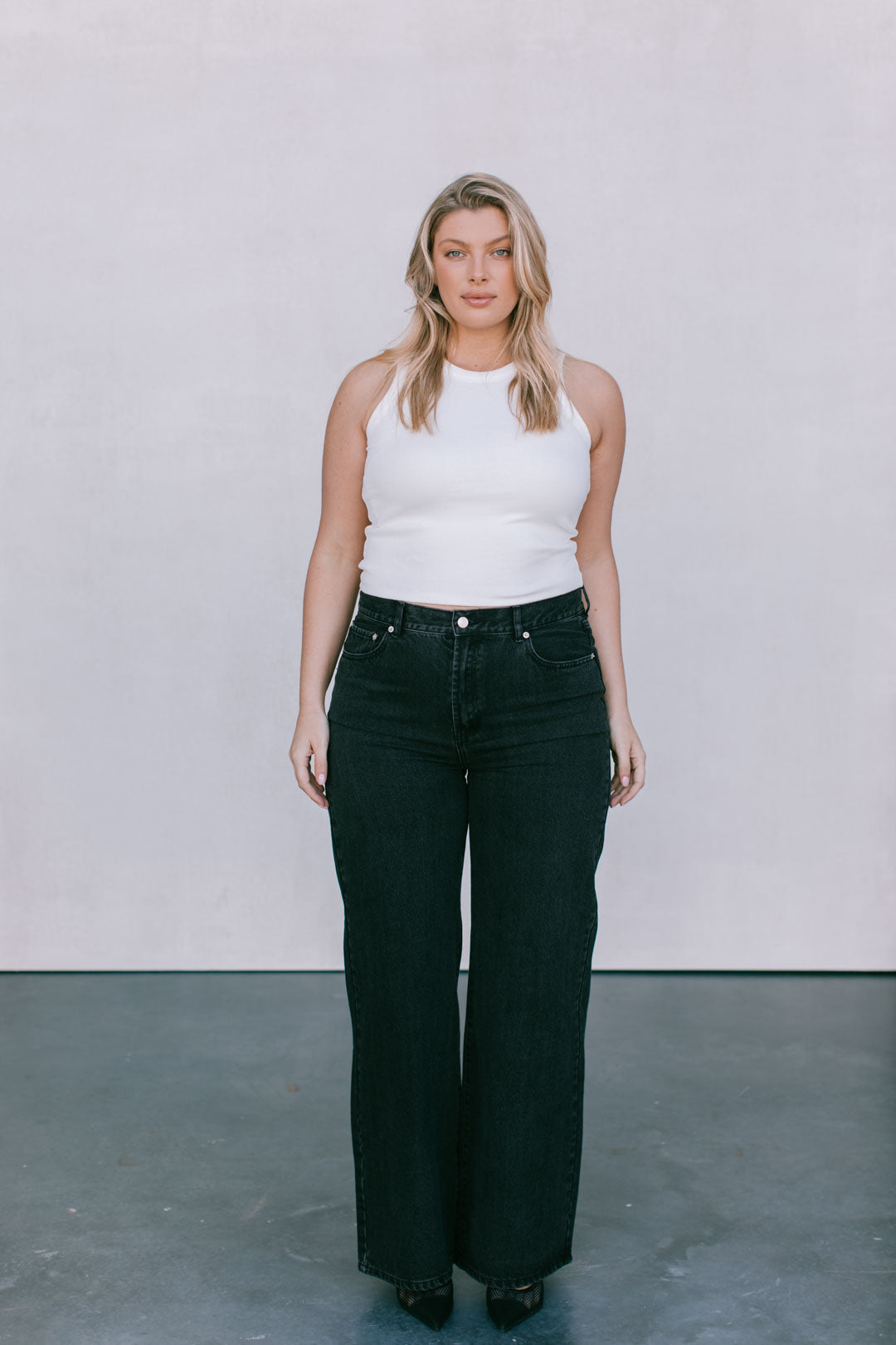 Carissa Wide Leg Jeans Washed Black