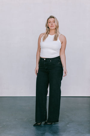 DISPATCH 07.05.25 - Carissa Wide Leg Jeans - Washed Black