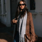 Yanni Oversized Blazer - Chocolate Brown Suede Look