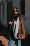Yanni Oversized Blazer - Chocolate Brown Suede Look