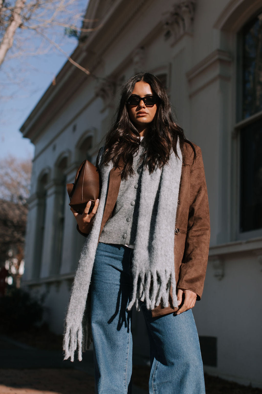Vanessa Knit Cardigan - Grey Marle