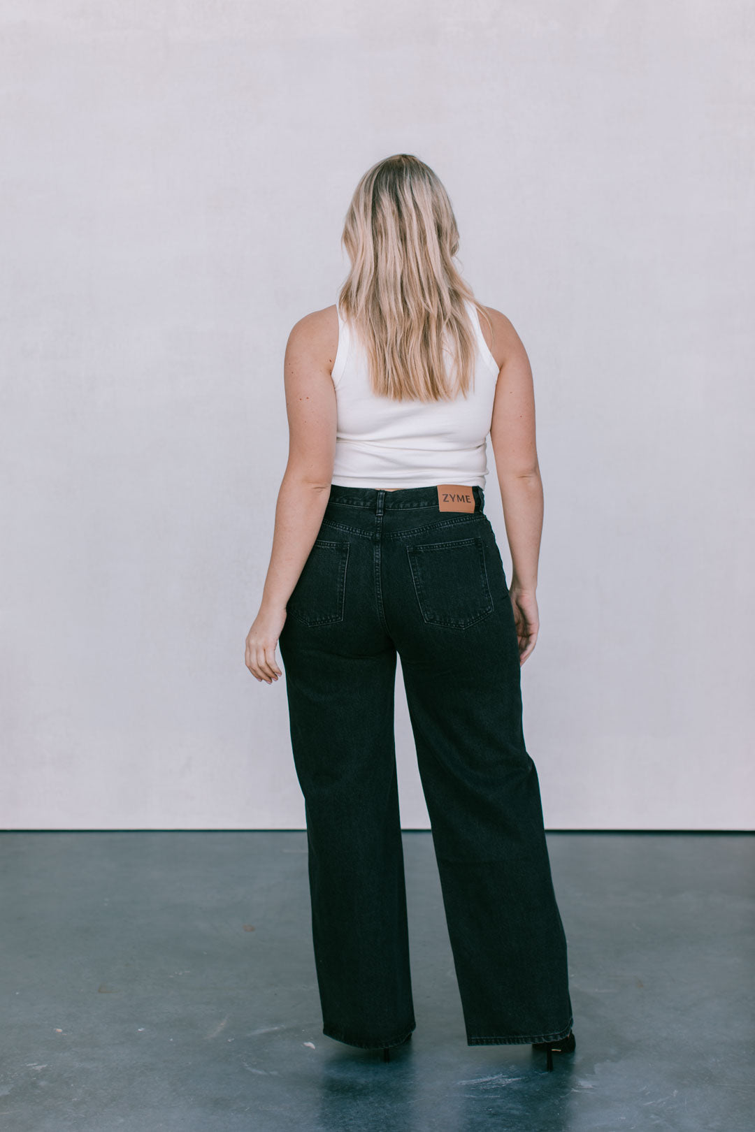 Carissa Wide Leg Jeans Washed Black