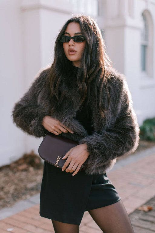 Delilah Faux Fur Jacket - Chocolate
