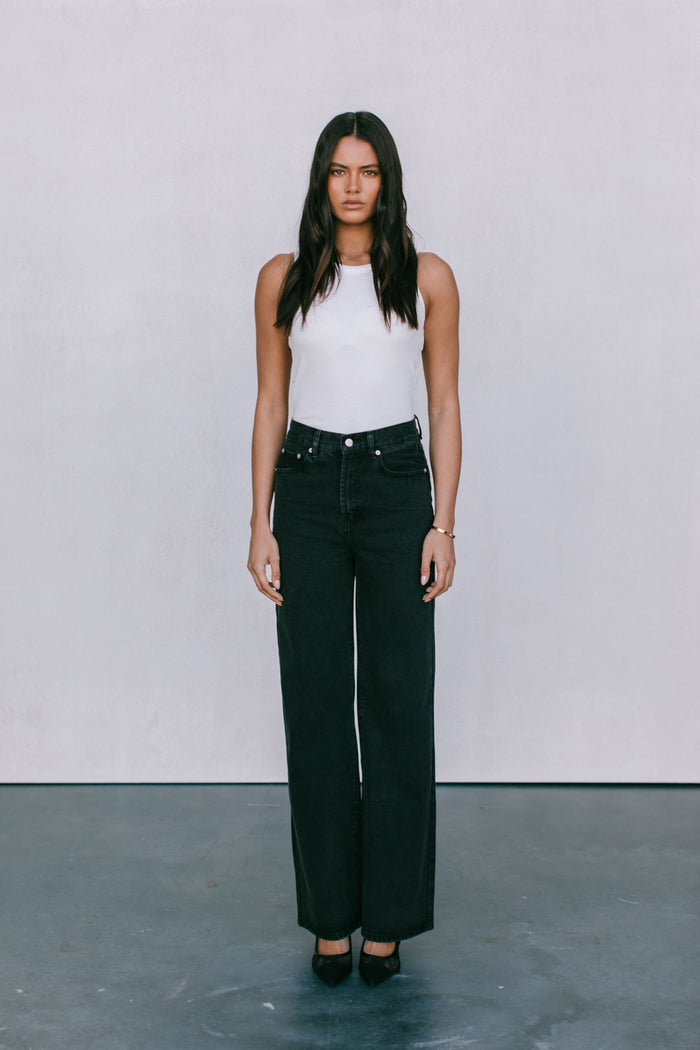 PRE ORDER Carissa Wide Leg Jeans Washed Black