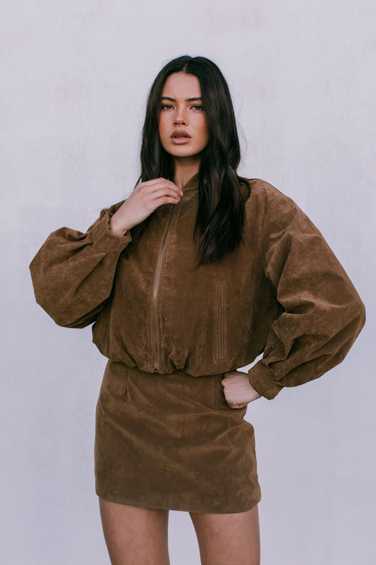 Gina Skirt - Tan Suede Look