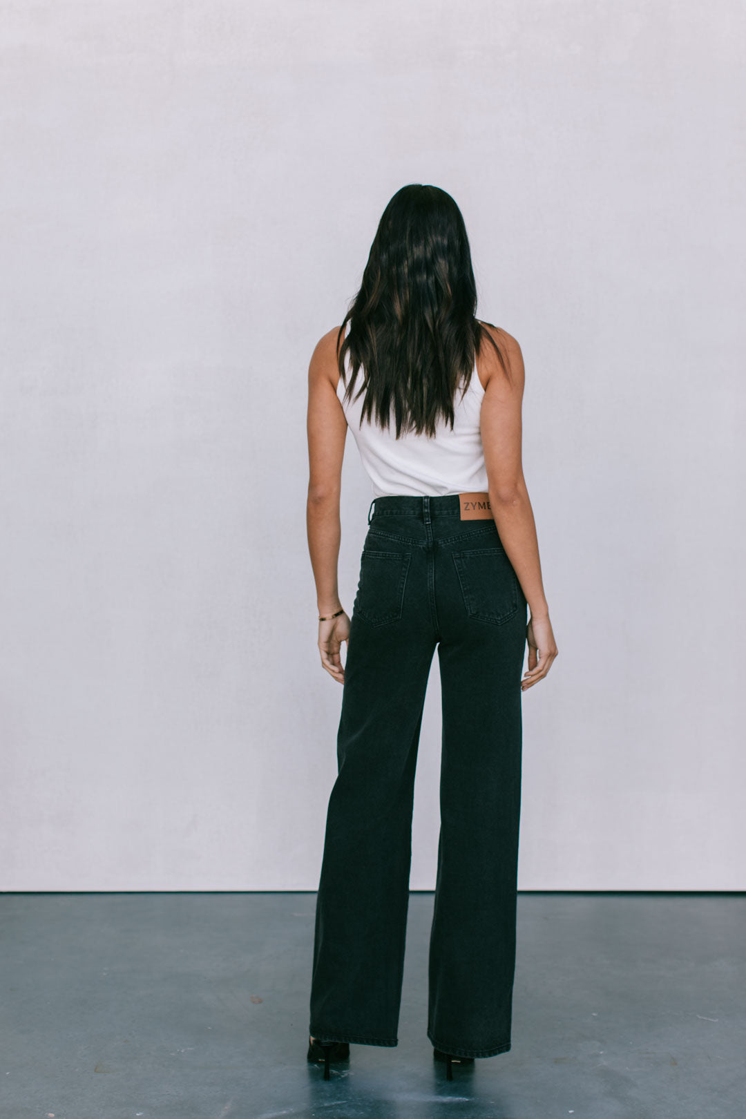 Carissa Wide Leg Jeans Washed Black