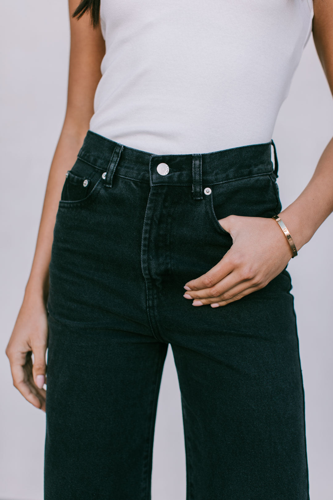 Carissa Wide Leg Jeans Washed Black