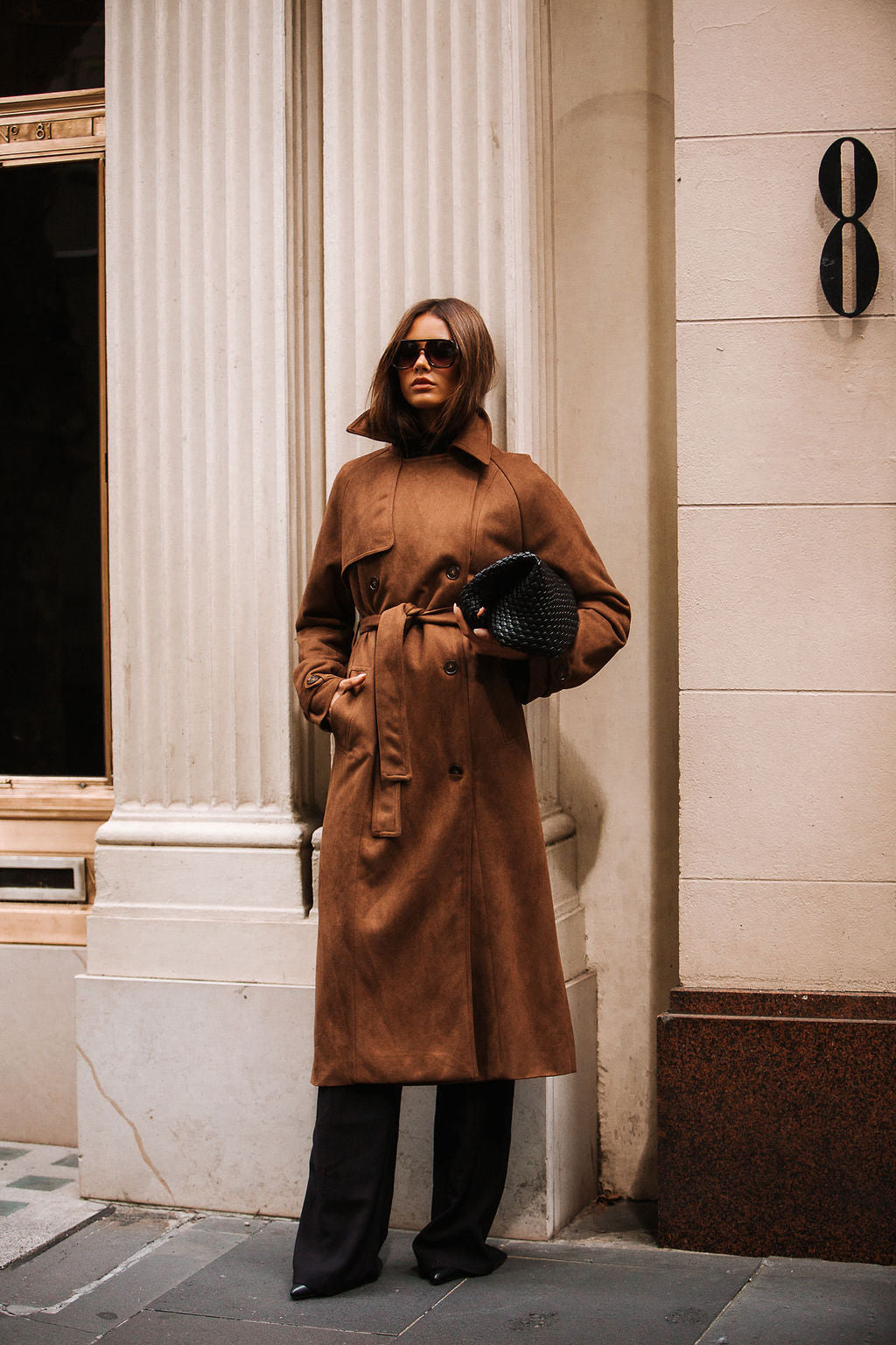 Qualia Trench Coat Chocolate
