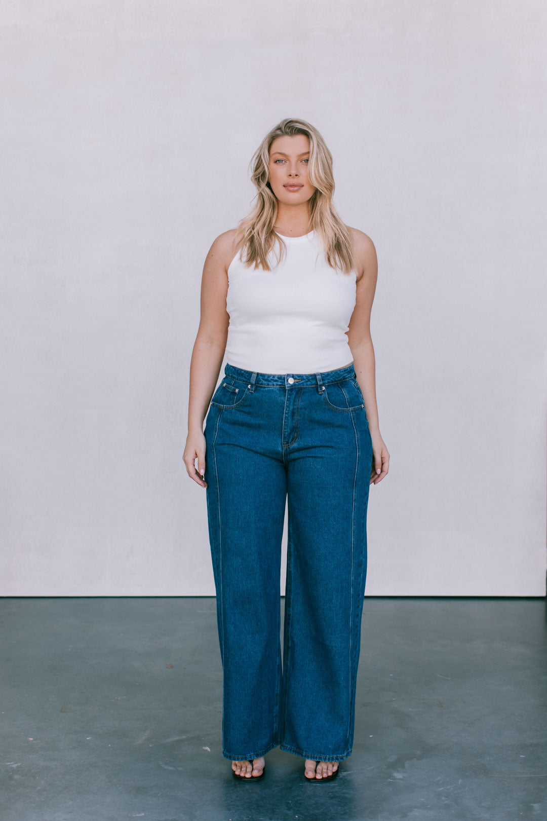 Janey Baggy Leg Jeans Dark Blue Wash