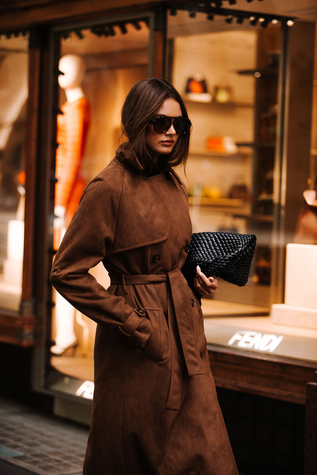 Qualia Trench Coat Chocolate