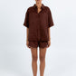 Galina Linen Short - Chocolate