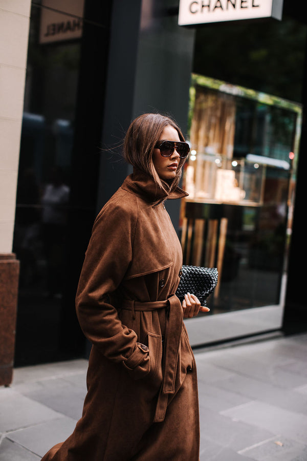 Qualia Trench Coat Chocolate