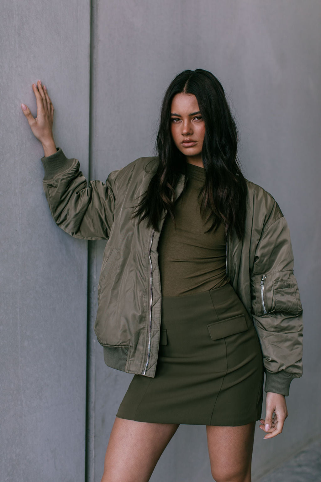 Fenella Long-sleeve Top - Khaki Green