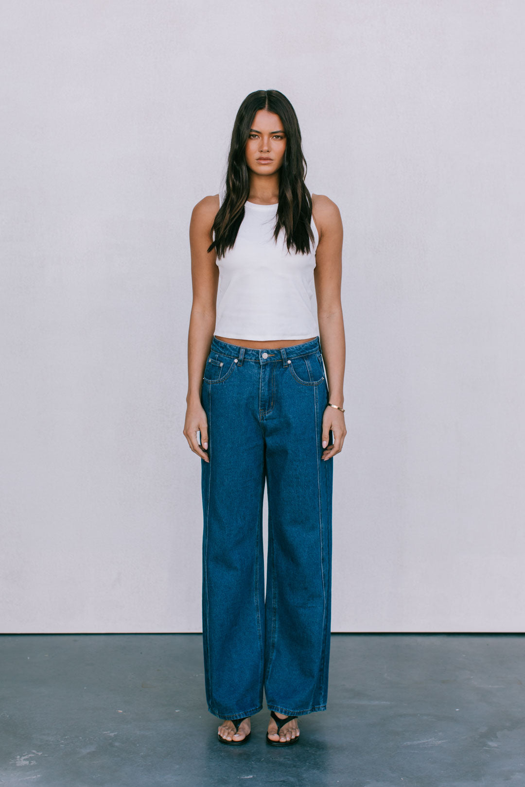 Janey Baggy Leg Jeans Dark Blue Wash