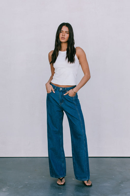 DISPATCH 07.05.25 - Janey Wide Leg Jeans - Dark Blue Wash