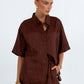 Galina Linen Short - Chocolate