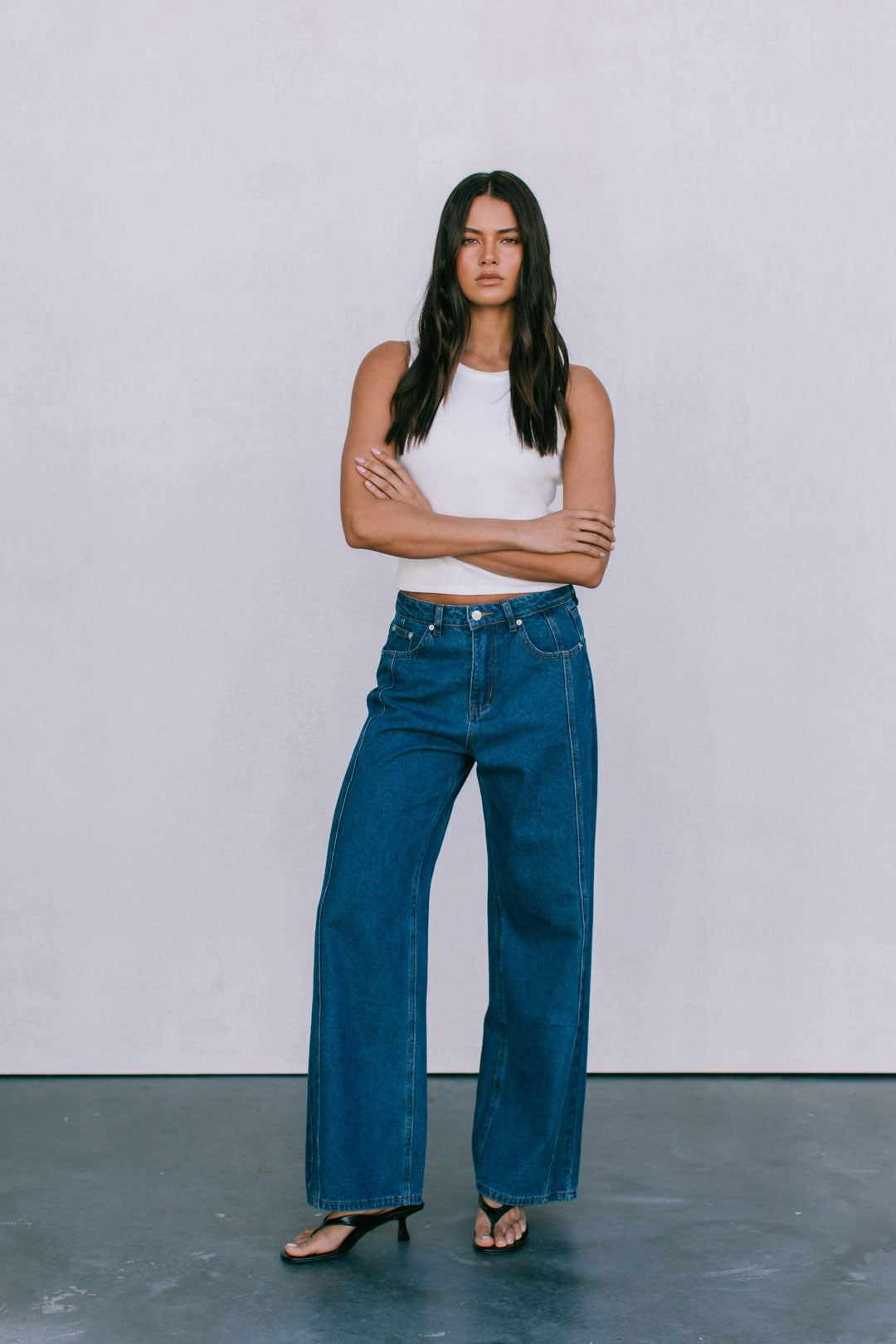 DISPATCH 07.05.25 - Janey Wide Leg Jeans - Dark Blue Wash