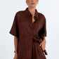 Galina Linen Short - Chocolate