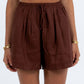 Galina Linen Short - Chocolate