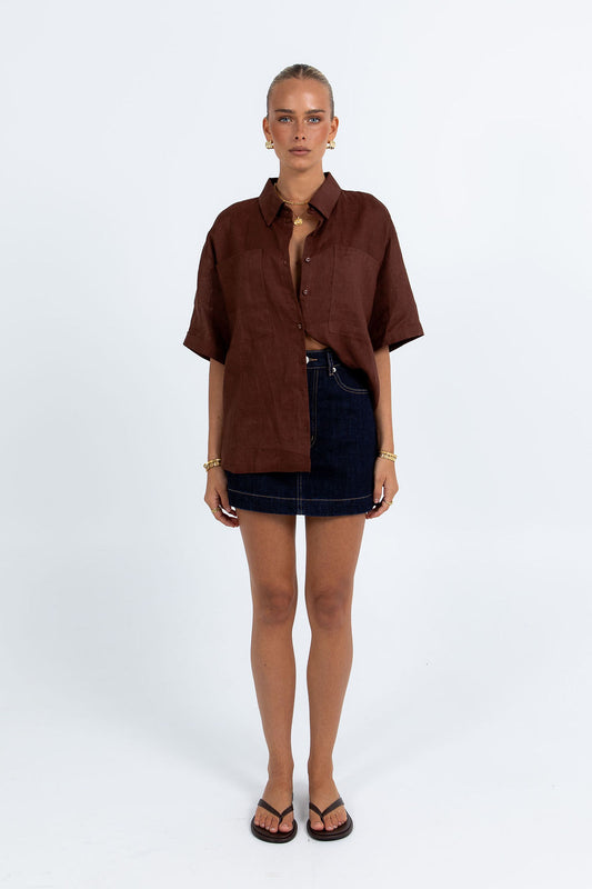 Santal Linen Shirt - Chocolate