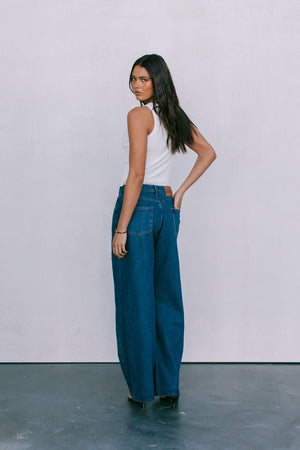 DISPATCH 07.05.25 - Janey Wide Leg Jeans - Dark Blue Wash