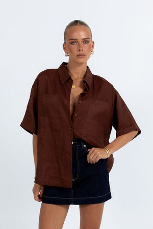 Santal Linen Shirt Chocolate