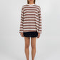 COMING SOON - Xina Long-sleeve Top - Cream/ Chocolate Stripe