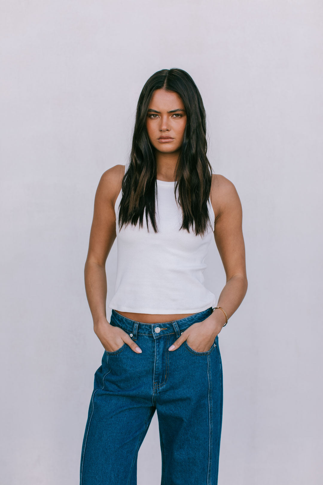 Janey Baggy Leg Jeans Dark Blue Wash