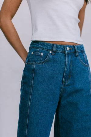 DISPATCH 07.05.25 - Janey Wide Leg Jeans - Dark Blue Wash