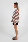 COMING SOON - Xina Long-sleeve Top - Cream/ Chocolate Stripe