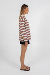 COMING SOON - Xina Long-sleeve Top - Cream/ Chocolate Stripe