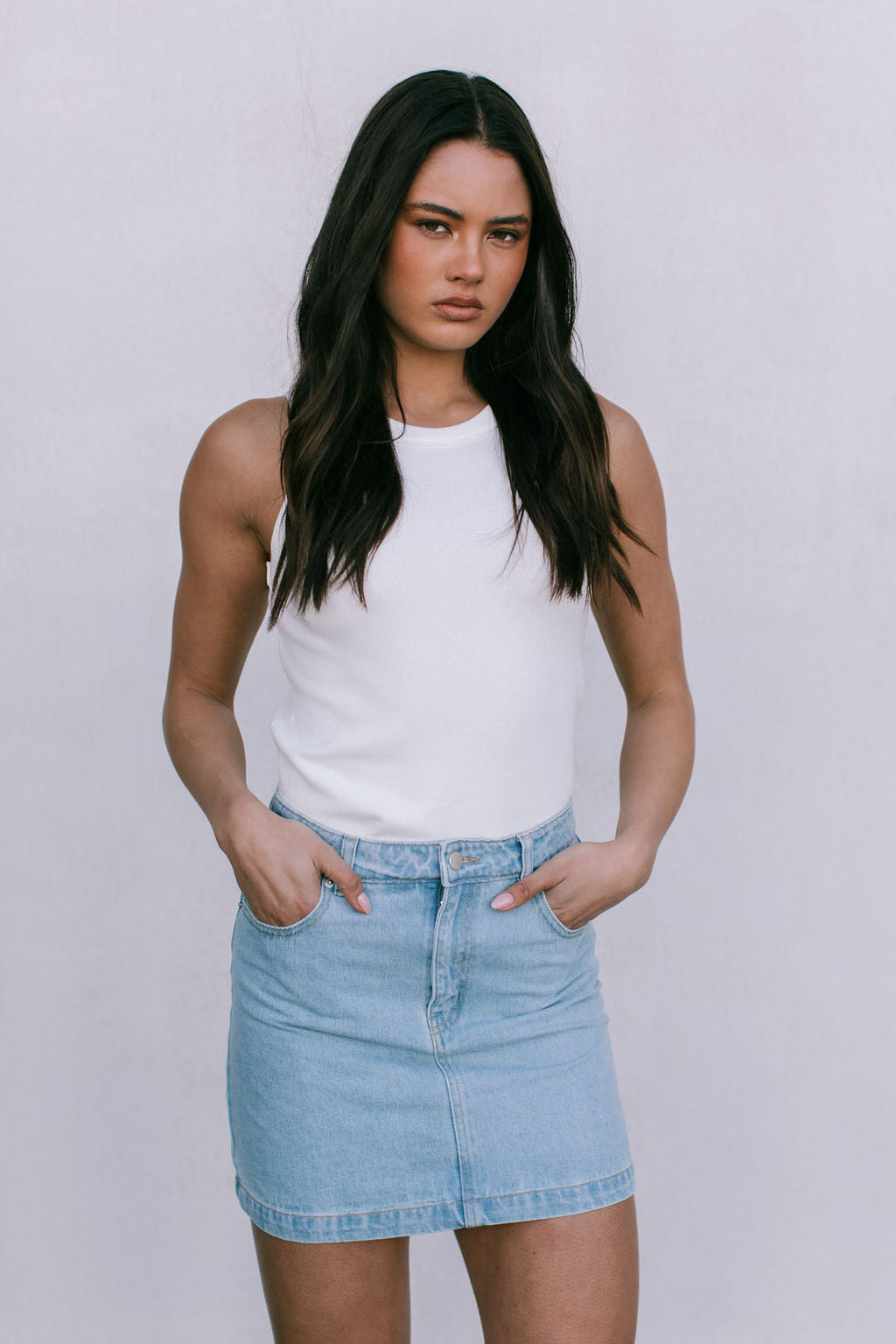Erin Mini Denim Skirt - Light Wash Blue