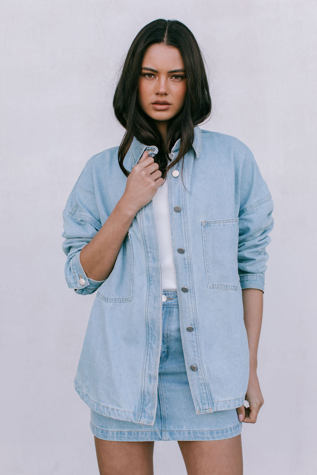 Erin Mini Denim Skirt - Light Wash Blue