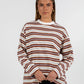 COMING SOON - Xina Long-sleeve Top - Cream/ Chocolate Stripe