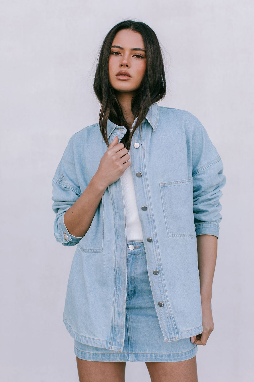 Erin Mini Denim Skirt - Light Wash Blue