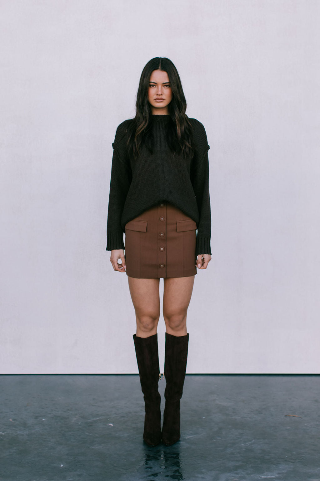 Zara Knit Jumper Deep Chocolate