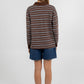 COMING SOON - Regan Long-sleeve Top - Chocolate/ Blue Stripe