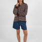 COMING SOON - Regan Long-sleeve Top - Chocolate/ Blue Stripe