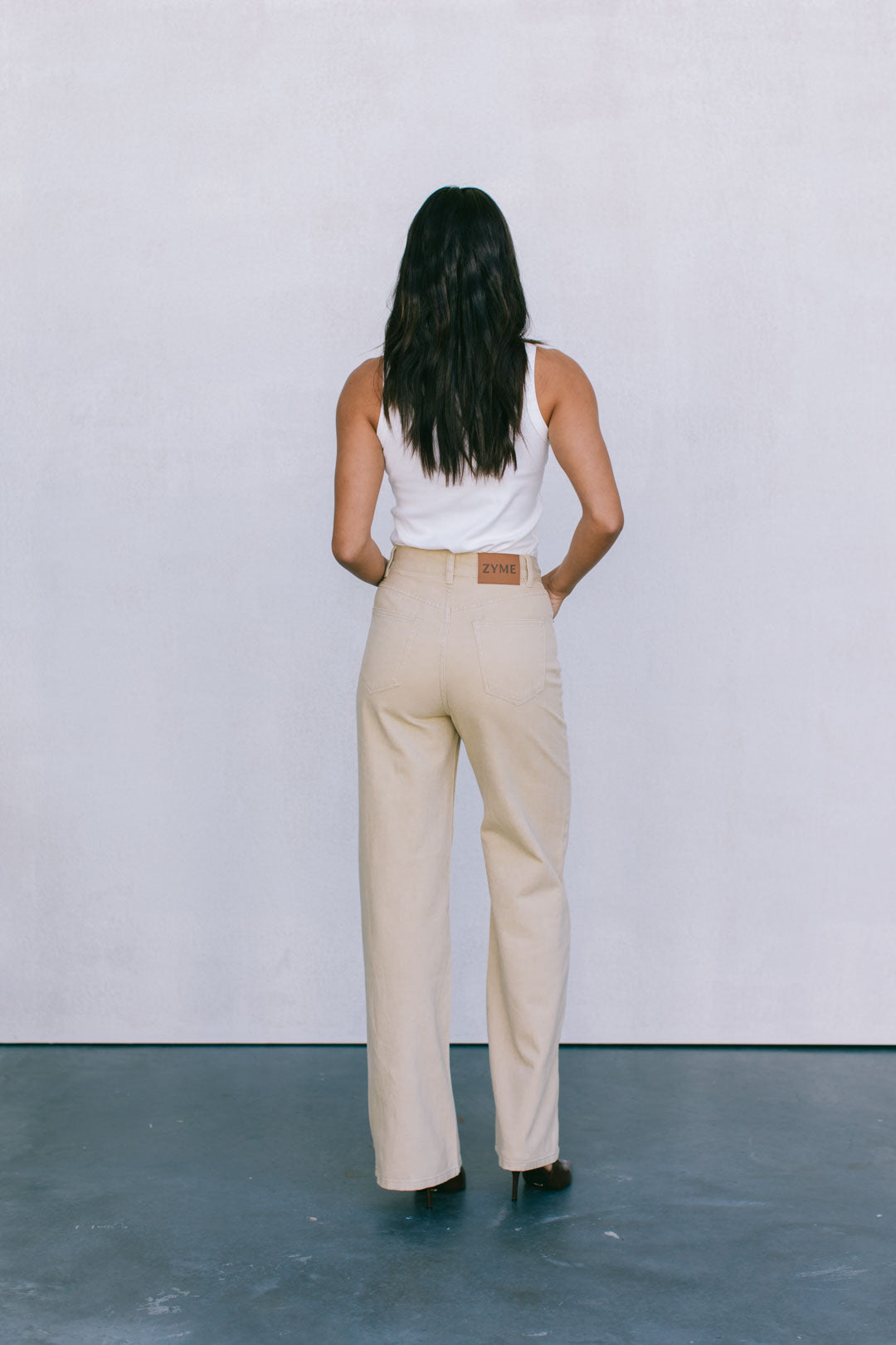 Carissa Wide Leg Denim Jeans Sand