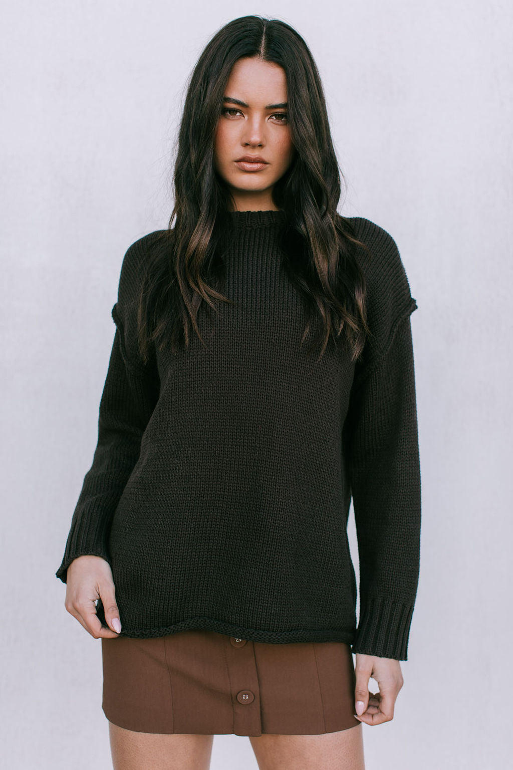 Zara Knit Jumper Deep Chocolate