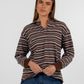 COMING SOON - Regan Long-sleeve Top - Chocolate/ Blue Stripe
