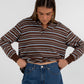 COMING SOON - Regan Long-sleeve Top - Chocolate/ Blue Stripe