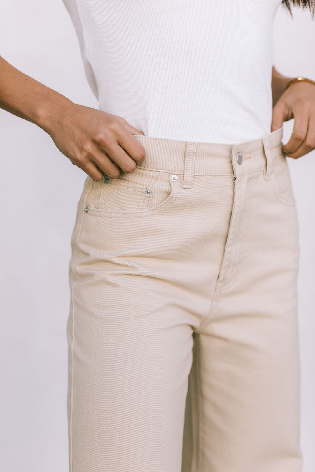 Carissa Wide Leg Denim Jeans Sand