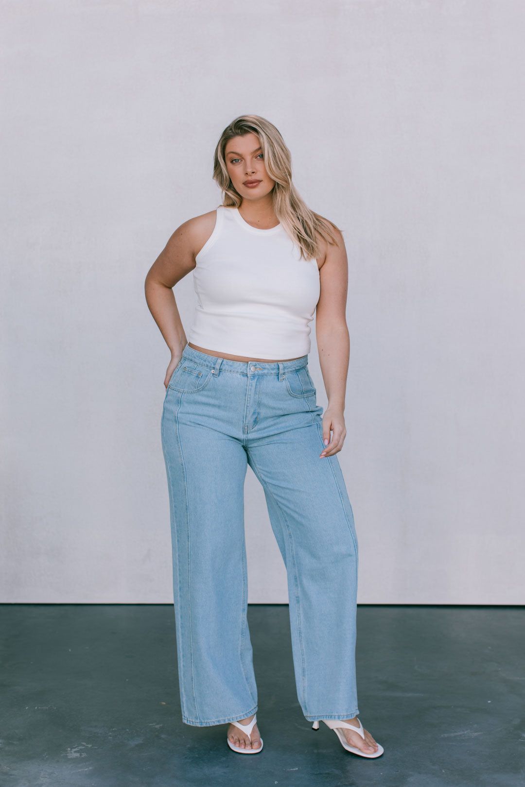 Janey Wide Leg Jeans - Light Wash Blue