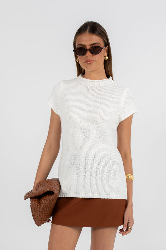 Devon Knit Top - White