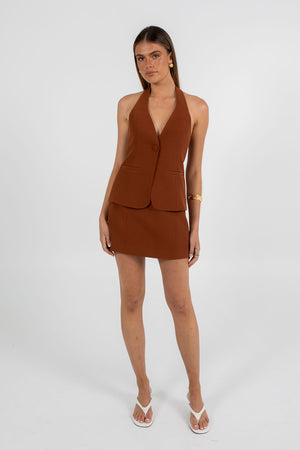 Nellie Mini Skirt - Brown